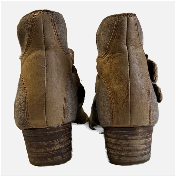Rebels Calista Suede Ankle Booties with Braided Leather Double Strap Size 8 - Picture 6 of 9